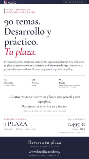 Curso online oposiciones Arquitecto/a Ayuntamiento de Vigo 2026