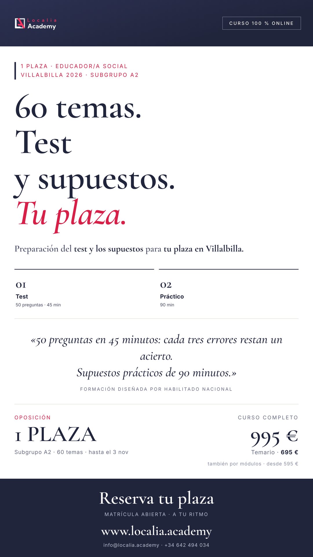 Curso online oposiciones Educador/a Social Ayuntamiento de Villalbilla 2026
