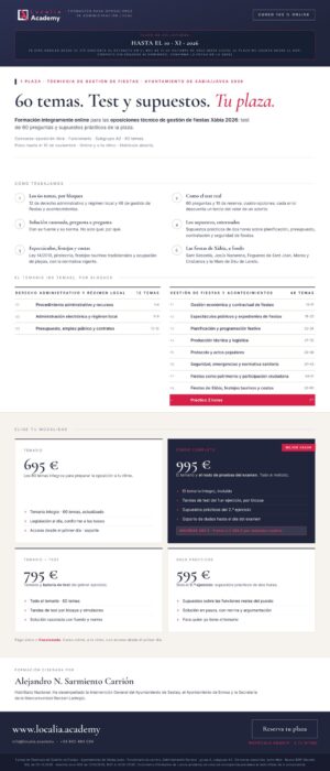 Curso online oposiciones Técnico/a de Gestión de Fiestas Ayuntamiento de Xàbia/Jávea 2026