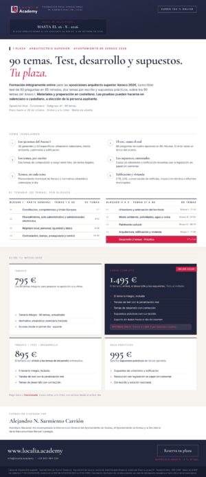 Curso online oposiciones Arquitecto/a superior Ayuntamiento de Xeraco 2026