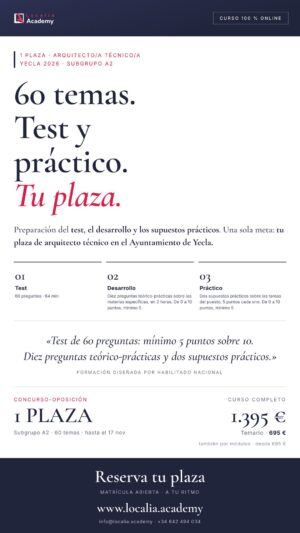 Curso online oposiciones Arquitecto/a Técnico/a Ayuntamiento de Yecla 2026